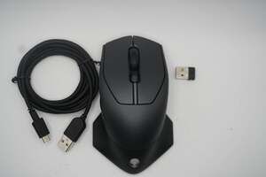 Alienware AW610M Wired/Wireless Gaming Mouse with Charging Cable and USB Dongle